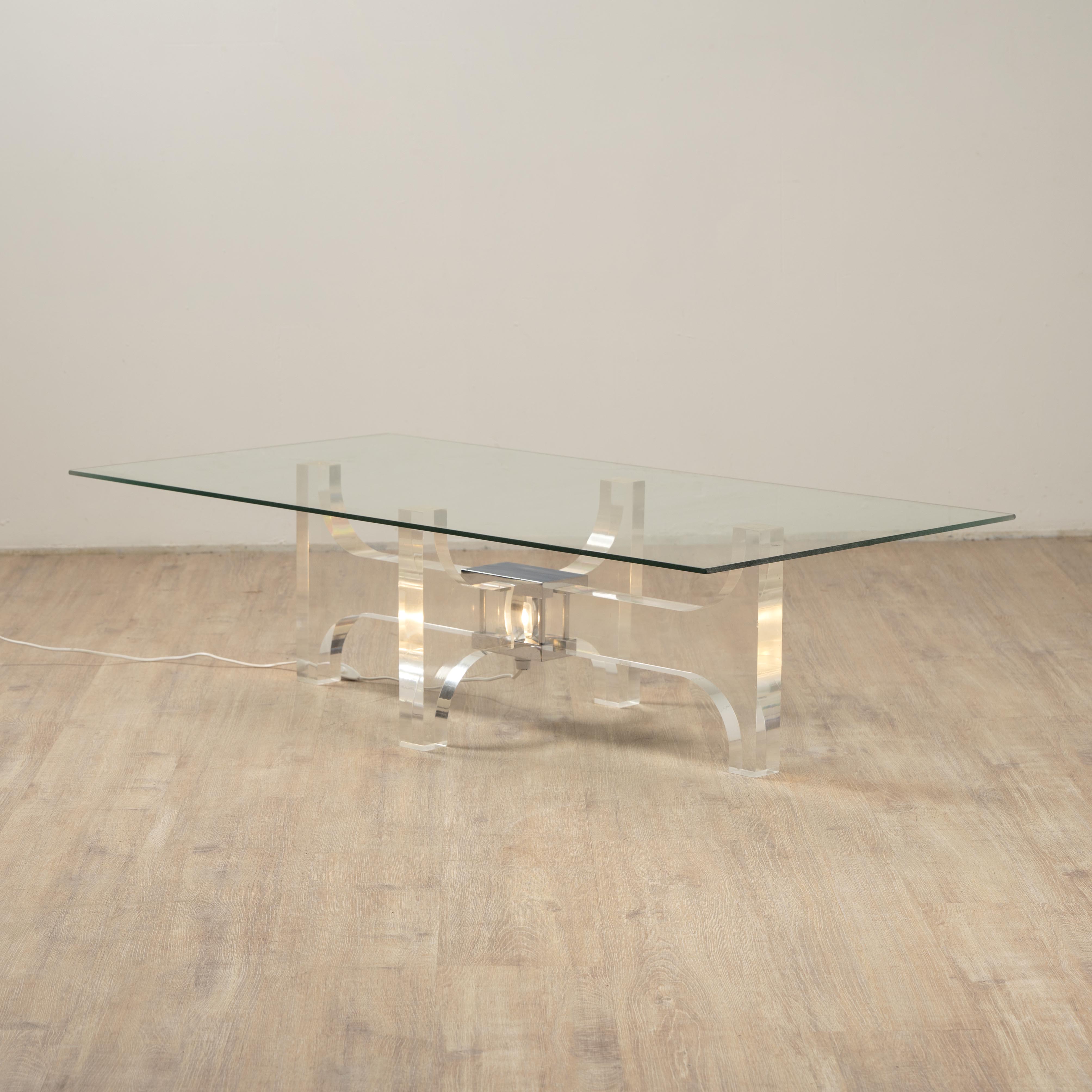 Table basse lumineuse de Philippe jean, 1970.